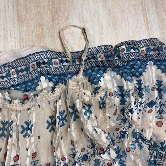 Joie Sorne B Silk Printed Popover Elastic Waist Maxi Dress in Pesca Size Medium - Picture 3 of 13